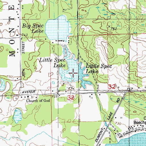 Topographic Map of Little Spec Lake, MI