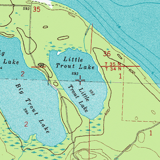 Topographic Map of Little Trout Lake, MI