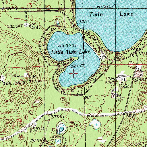 Topographic Map of Little Twin Lake, MI