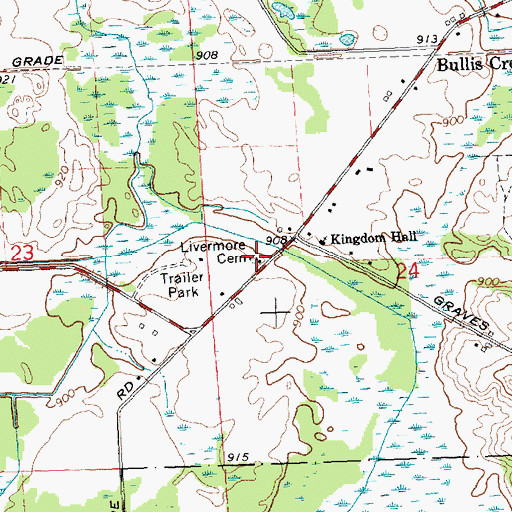 Topographic Map of Livermore Cemetery, MI