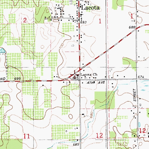 Topographic Map of Locota School, MI