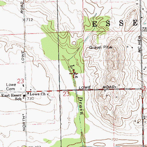 Topographic Map of Lowe Drain, MI