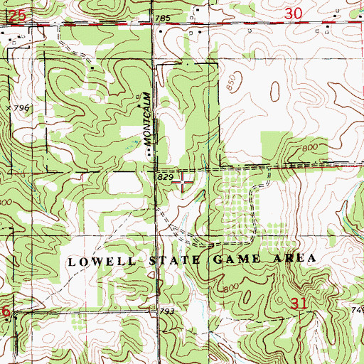 Topographic Map of Lowell State Game Area, MI