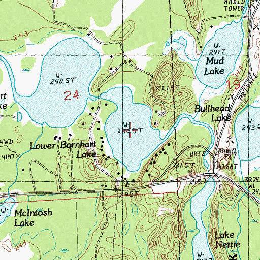 Topographic Map of Lower Barnhart Lake, MI