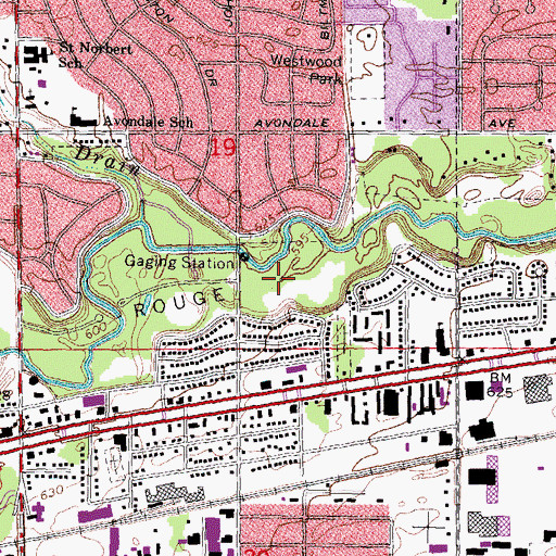Topographic Map of Lower Rouge Parkway, MI