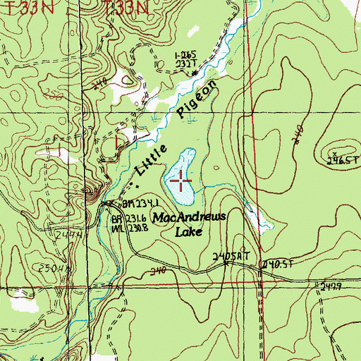 Topographic Map of MacAndrews Lake, MI