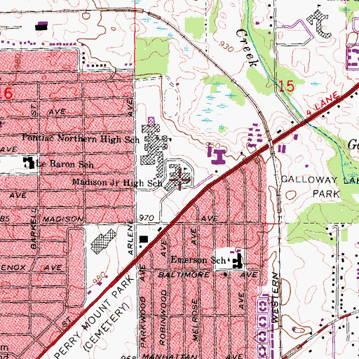 Topographic Map of Madison Junior High School, MI