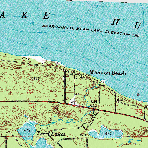 Topographic Map of Manitou Beach, MI