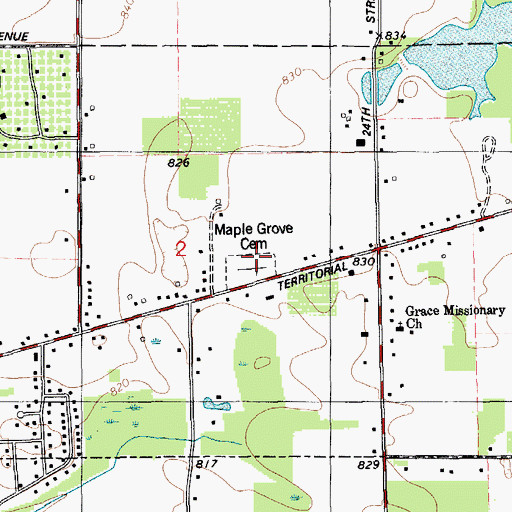Topographic Map of Maple Grove Cemetery, MI