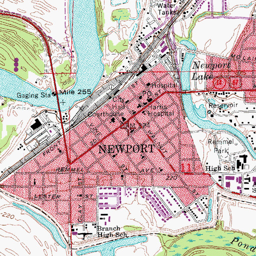 Topographic Map of First Presbyterian Church, AR