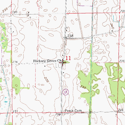 Topographic Map of Hickory Grove School (historical), AR