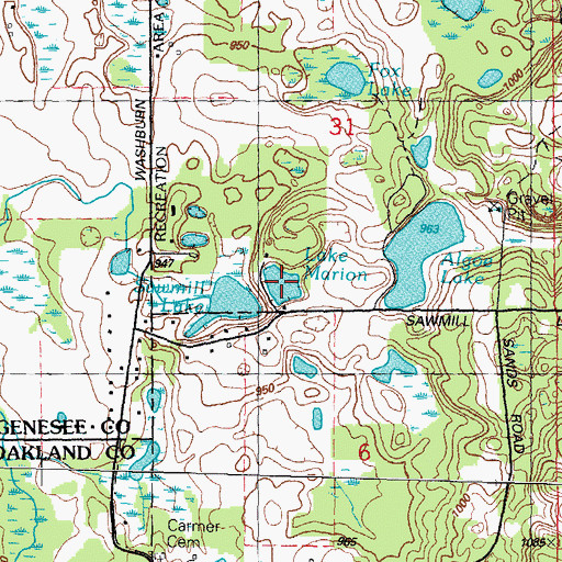 Topographic Map of Lake Marion, MI