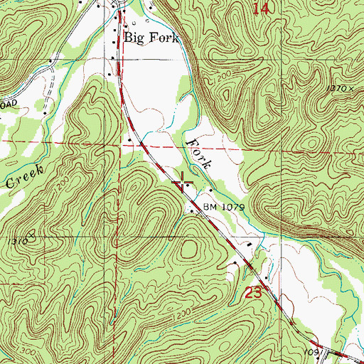 Topographic Map of Big Fork School (historical), AR