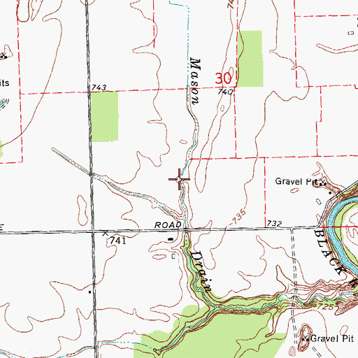 Topographic Map of Mason Drain, MI