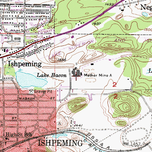 Topographic Map of Mather Mine A, MI