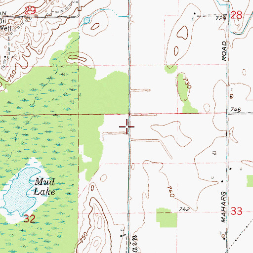 Topographic Map of Mathews Drain, MI