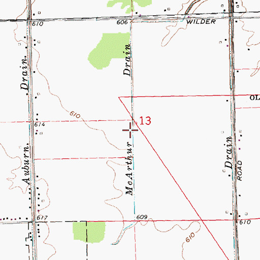 Topographic Map of McArthur Drain, MI