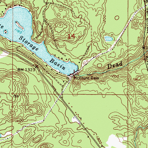 Topographic Map of McClure Dam, MI