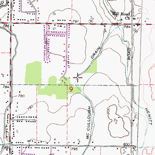 Topographic Map of McCullough Drain, MI