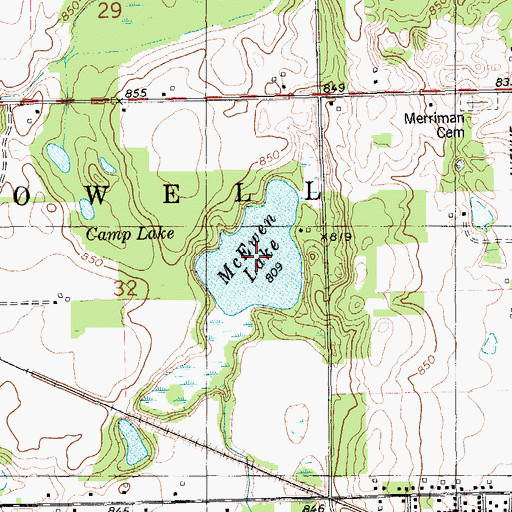 Topographic Map of McEwen Lake, MI