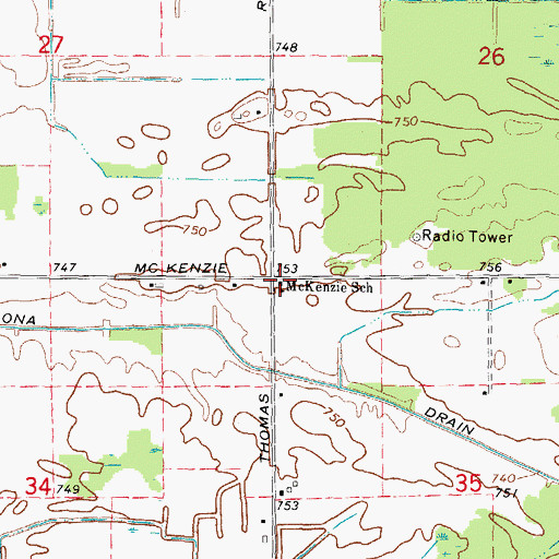 Topographic Map of McKenzie School, MI