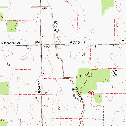 Topographic Map of McQuaig Drain, MI