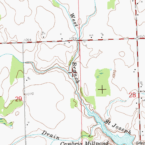 Topographic Map of Meade Drain, MI
