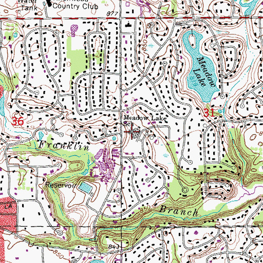Topographic Map of Meadow Lake School, MI