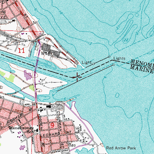 Topographic Map of Menominee River, MI