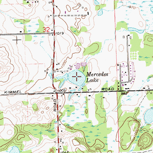 Topographic Map of Mercedes Lake, MI