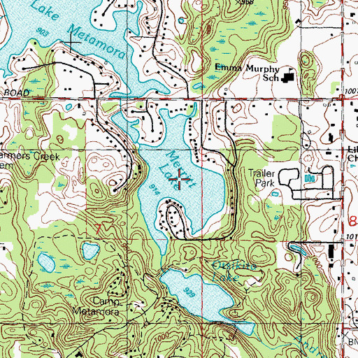 Topographic Map of Merritt Lake, MI