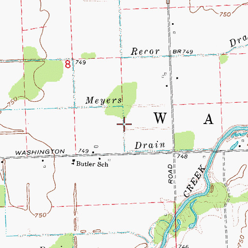 Topographic Map of Meyers Drain, MI