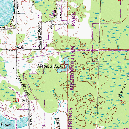 Topographic Map of Meyers Lake, MI