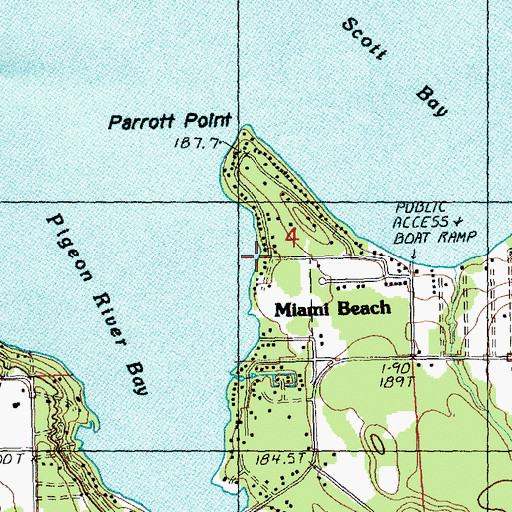 Topographic Map of Miami Beach, MI