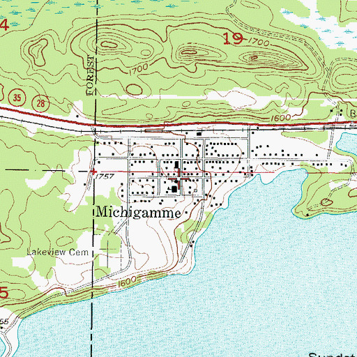 Topographic Map of Michigamme, MI