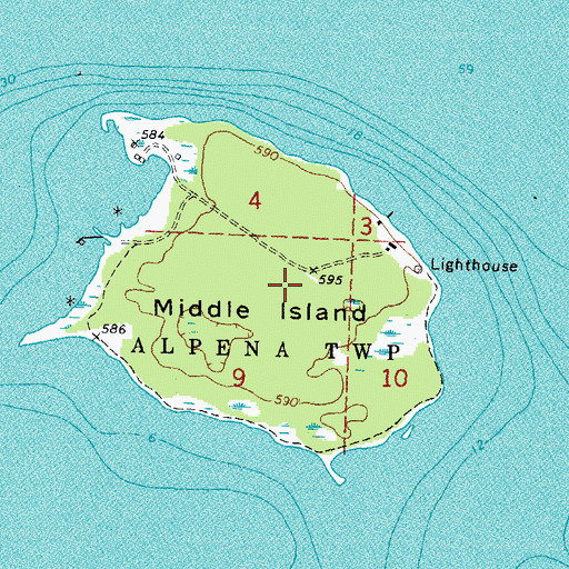 Topographic Map of Middle Island, MI