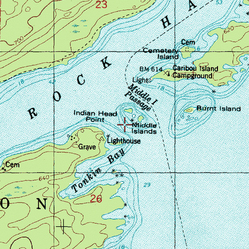 Topographic Map of Middle Islands, MI