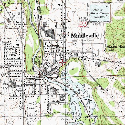 Topographic Map of Middleville, MI