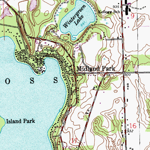 Topographic Map of Midland Park, MI