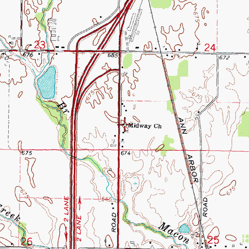 Topographic Map of Midway Church, MI