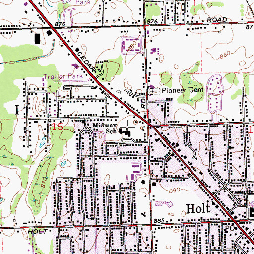 Topographic Map of Midway School, MI