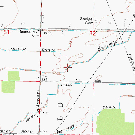 Topographic Map of Miller Drain, MI