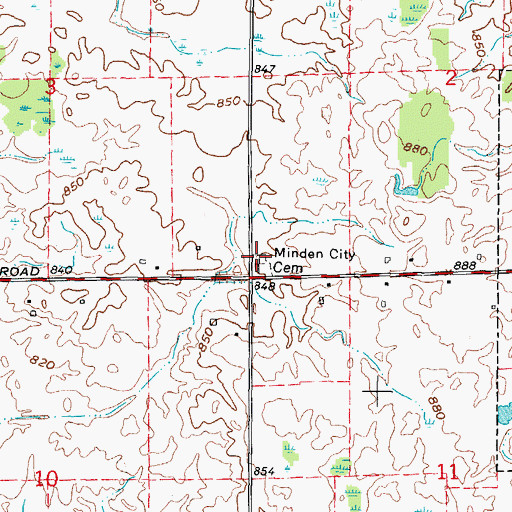 Topographic Map of Minden City Cemetery, MI