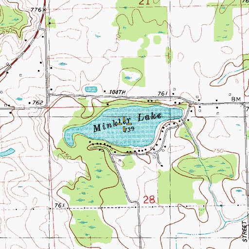 Topographic Map of Minkler Lake, MI