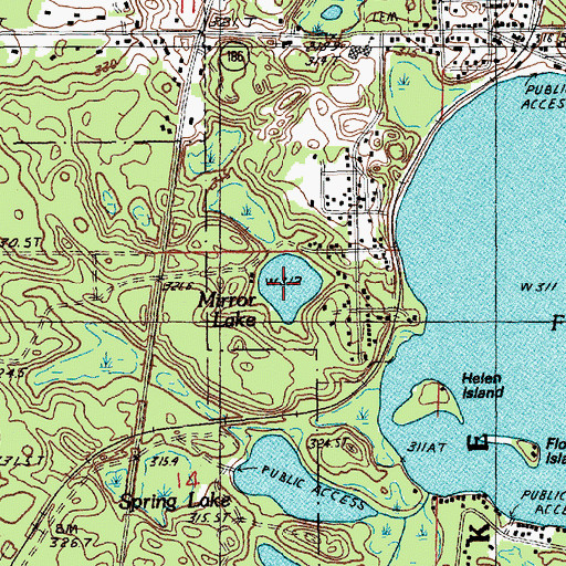 Topographic Map of Mirror Lake, MI