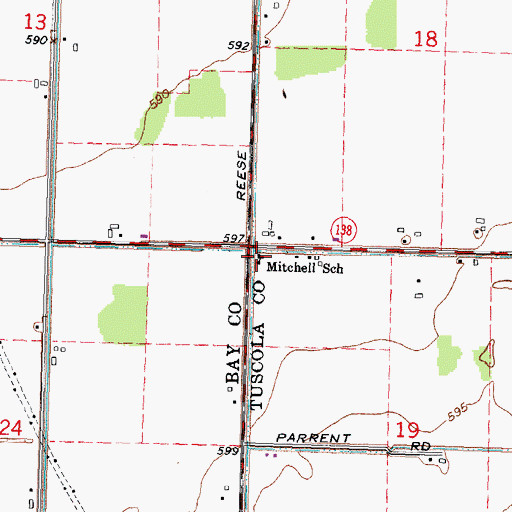 Topographic Map of Mitchell School, MI