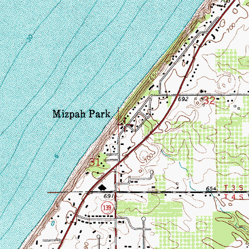 Topographic Map of Mizpah Park, MI