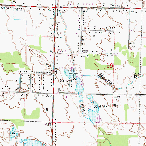 Topographic Map of Monroe Brook, MI