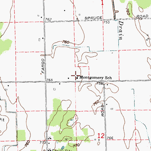 Topographic Map of Montgomery School, MI