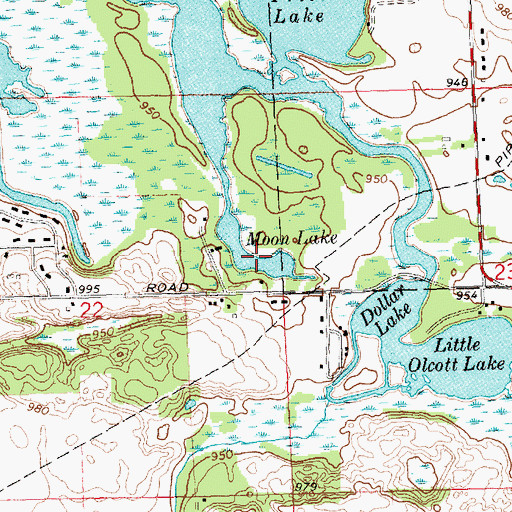 Topographic Map of Moon Lake, MI